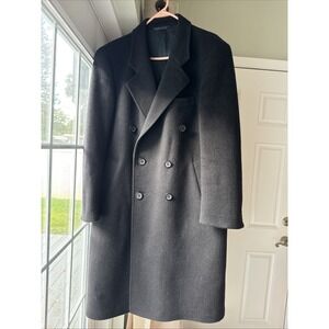 Vintage Black Mens42‎ Heavy Wool Pea Coat Made Czechoslovakia Cold War Era Retro